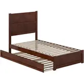 Aveline Twin Platform Bed & Twin Trundle in Walnut Finish Wood