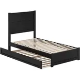 Aveline Twin Platform Bed & Twin Trundle in Black Finish Wood