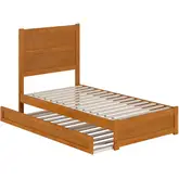 Aveline Twin Platform Bed & Twin Trundle in Light Toffee Finish Wood