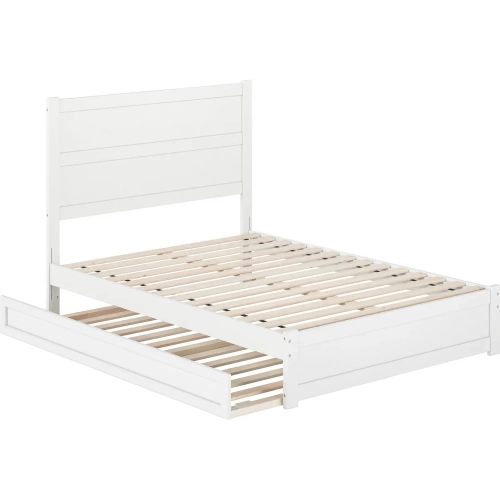Aveline Full Platform Bed & Twin Trundle in White Finish Wood