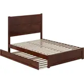 Aveline Full Platform Bed & Twin Trundle in Walnut Finish Wood