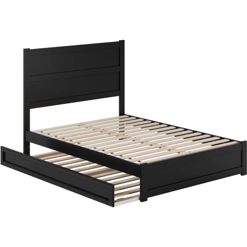 Aveline Full Platform Bed & Twin Trundle in Black Finish Wood