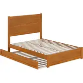 Aveline Full Platform Bed & Twin Trundle in Light Toffee Finish Wood