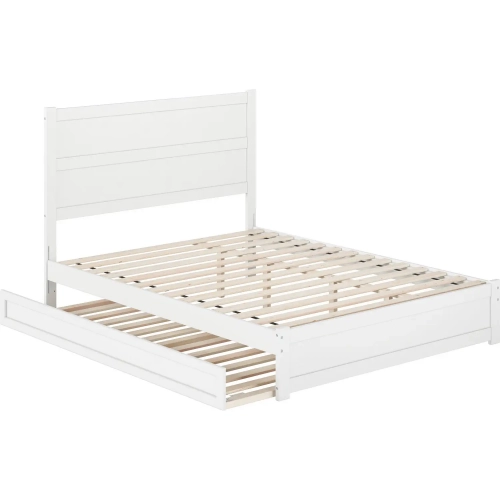 Aveline Queen Platform Bed & Twin XL Trundle in White Finish Wood