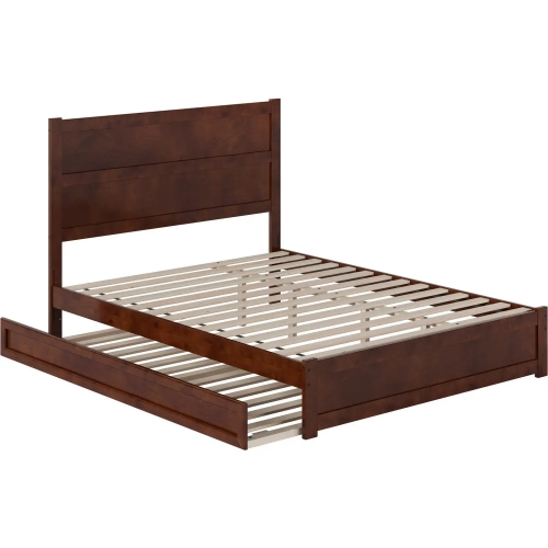 Aveline Queen Platform Bed & Twin XL Trundle in Walnut Finish Wood