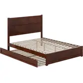 Aveline Queen Platform Bed & Twin XL Trundle in Walnut Finish Wood