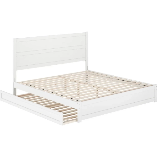 Aveline King Platform Bed & Twin XL Trundle in White Finish Wood