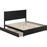 Aveline King Platform Bed & Twin XL Trundle in Black Finish Wood