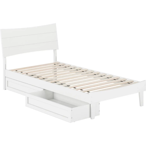 Phoenix Twin XL Platform Bed & Storage Drawers in White Finish Wood