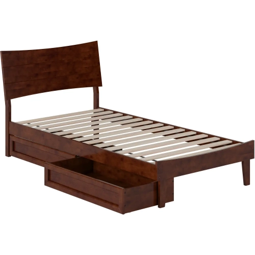 Phoenix Twin XL Platform Bed & Storage Drawers in Walnut Finish Wood