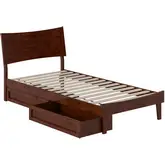 Phoenix Twin XL Platform Bed & Storage Drawers in Walnut Finish Wood
