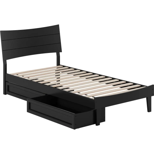 Phoenix Twin XL Platform Bed & Storage Drawers in Black Finish
