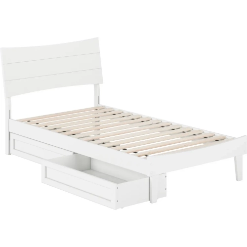Phoenix Twin Platform Bed & Storage Drawers in White Finish Wood
