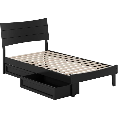 Phoenix Twin Platform Bed & Storage Drawers in Black Finish Wood