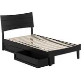 Phoenix Twin Platform Bed & Storage Drawers in Black Finish Wood