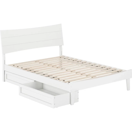 Phoenix Full Platform Bed & Storage Drawers in White Finish Wood