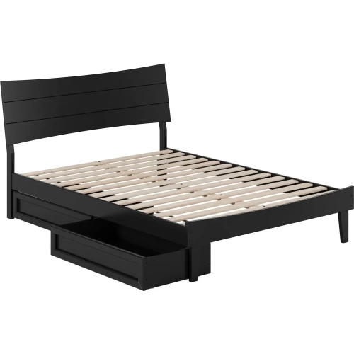 Phoenix Full Platform Bed & Storage Drawers in Black Finish Wood
