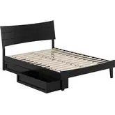Phoenix Full Platform Bed & Storage Drawers in Black Finish Wood
