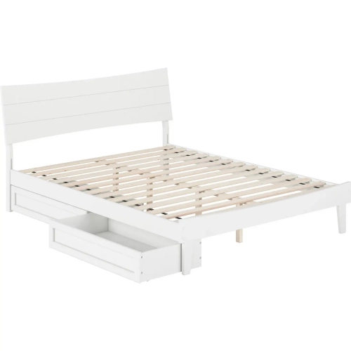 Phoenix Queen Platform Bed & Storage Drawers in White Finish Wood