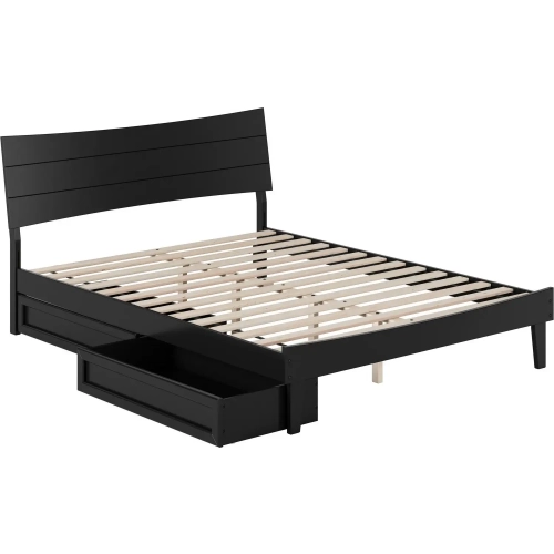 Phoenix Queen Platform Bed & Storage Drawers in Black Finish Wood
