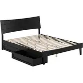 Phoenix Queen Platform Bed & Storage Drawers in Black Finish Wood