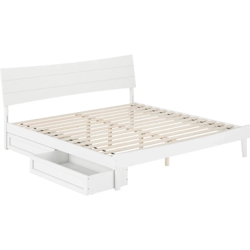 Phoenix King Platform Bed & Storage Drawers in White Finish Wood