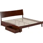 Phoenix King Platform Bed & Storage Drawers in Walnut Finish Wood