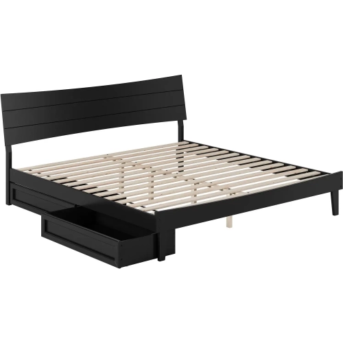 Phoenix King Platform Bed & Storage Drawers in Black Finish Wood