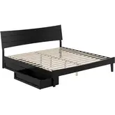 Phoenix King Platform Bed & Storage Drawers in Black Finish Wood