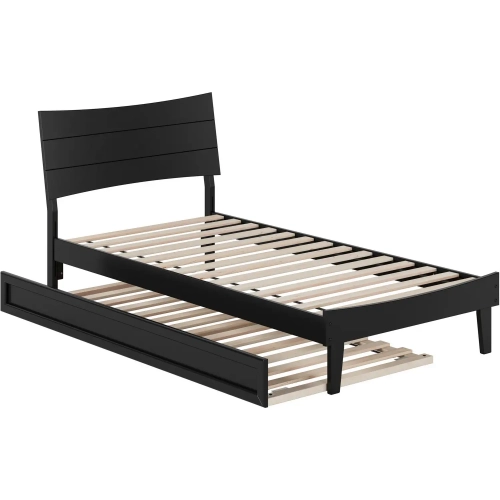 Phoenix Twin XL Platform Bed & Twin XL Trundle in Black Finish Wood