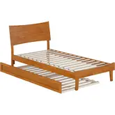Phoenix Twin XL Platform Bed & Twin XL Trundle in Light Toffee Finish Wood