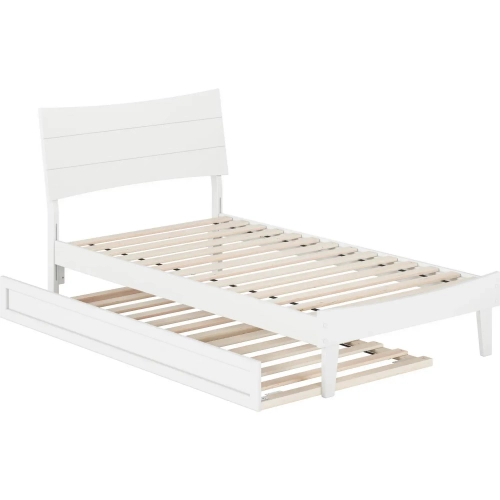 Phoenix Twin Platform Bed & Twin Trundle in White Finish Wood