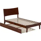 Phoenix Twin Platform Bed & Twin Trundle in Walnut Finish Wood