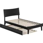 Phoenix Twin Platform Bed & Twin Trundle in Black Finish Wood