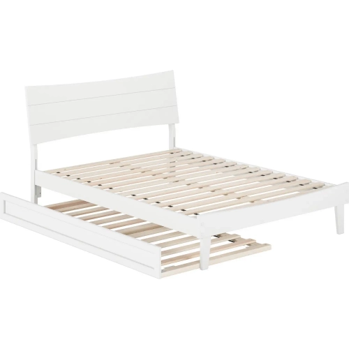 Phoenix Full Platform Bed & Twin Trundle in White Finish Wood