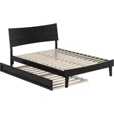 Phoenix Full Platform Bed & Twin Trundle in Black Finish Wood