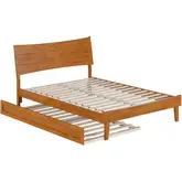 Phoenix Full Platform Bed & Twin Trundle in Light Toffee Finish Wood
