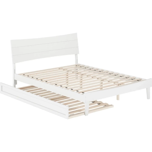 Phoenix Queen Platform Bed & Twin XL Trundle in White Finish Wood