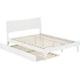 Phoenix Queen Platform Bed & Twin XL Trundle in White Finish Wood