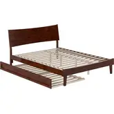 Phoenix Queen Platform Bed & Twin XL Trundle in Walnut Finish Wood