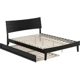 Phoenix Queen Platform Bed & Twin XL Trundle in Black Finish Wood