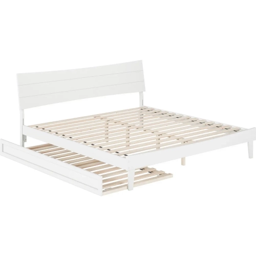 Phoenix King Platform Bed & Twin XL Trundle in White Finish Wood