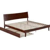 Phoenix King Platform Bed & Twin XL Trundle in Walnut Finish Wood