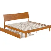 Phoenix King Platform Bed & Twin XL Trundle in Light Toffee Finish Wood