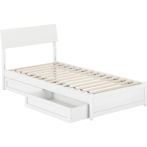 Norla Twin XL Platform Bed & Storage Drawers in White Finish Wood