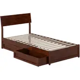 Norla Twin XL Platform Bed & Storage Drawers in Walnut Finish Wood