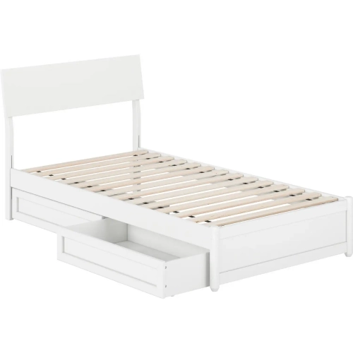 Norla Twin Platform Bed & Storage Drawers in White Finish Wood