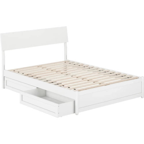Norla Full Platform Bed & Storage Drawers in White Finish Wood