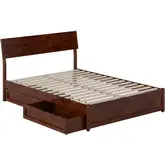 Norla Full Platform Bed & Storage Drawers in Walnut Finish Wood