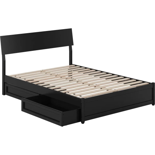 Norla Full Platform Bed & Storage Drawers in Black Finish Wood